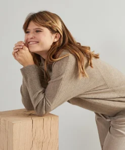 Sale Rodier Pull col montant oversize en cachemire 4 fils taupe