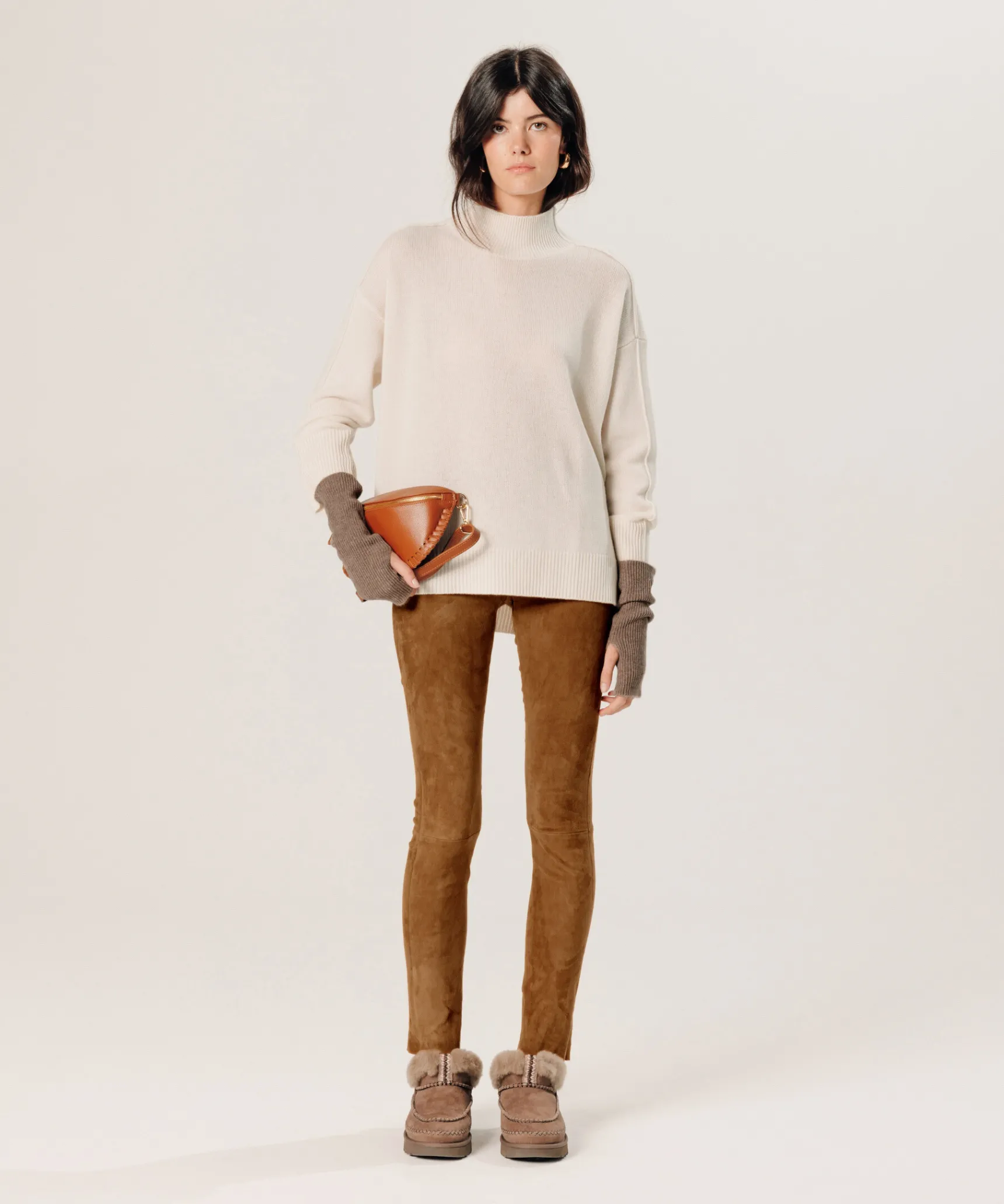 Outlet Rodier Pull col montant oversize en cachemire blanc écru