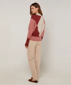 Rodier Pull col polo colorblock beige