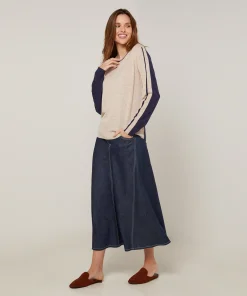 Hot Rodier Pull col rond bicolore beige