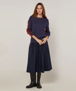 Sale Rodier Pull col rond bicolore bleu denim