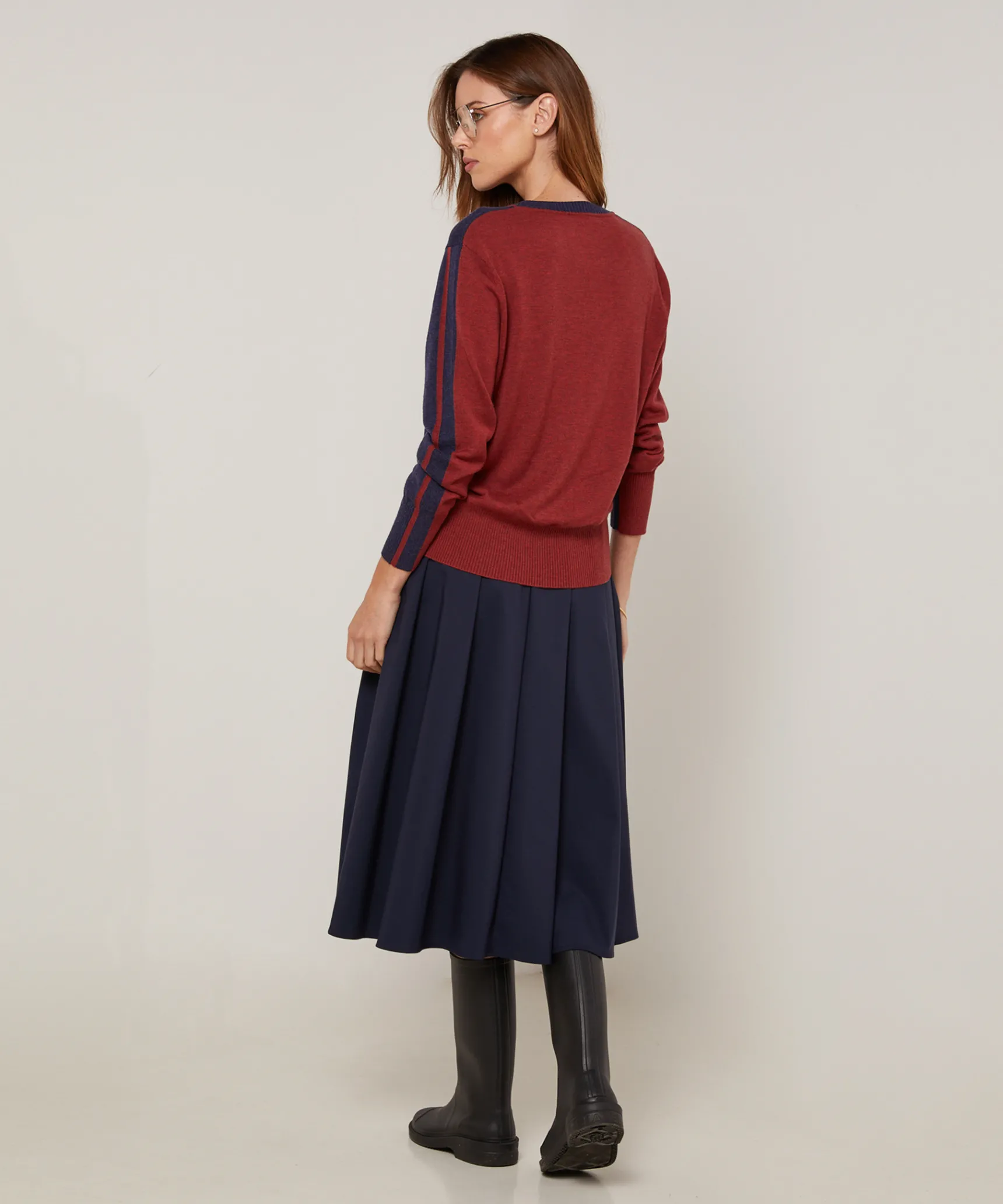 Sale Rodier Pull col rond bicolore bleu denim