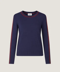 Sale Rodier Pull col rond bicolore bleu denim