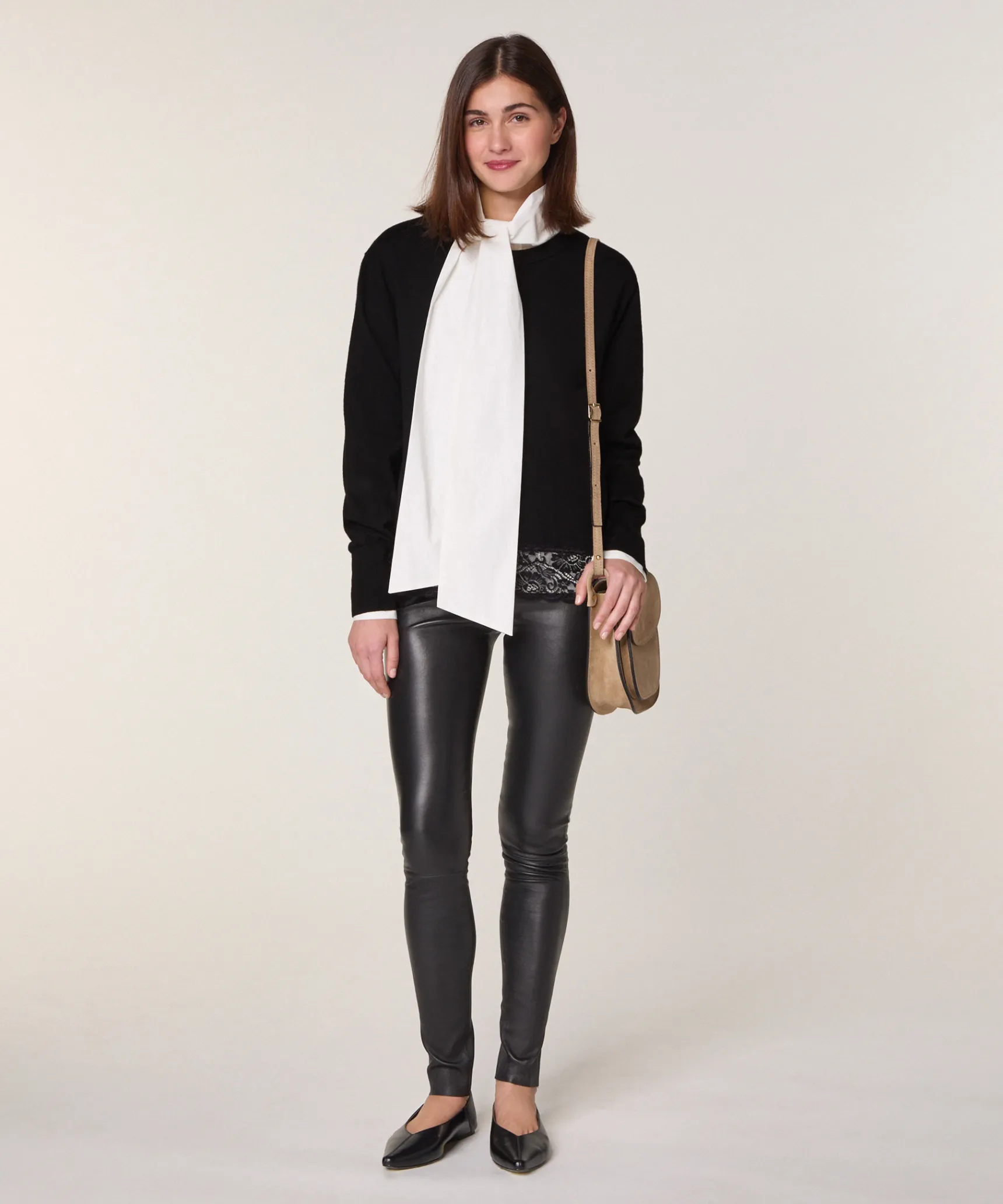 Clearance Rodier Pull col rond dentelle en laine noir