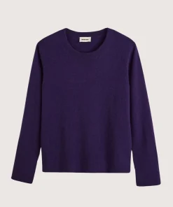 Sale Rodier Pull col rond en cachemire violet foncé