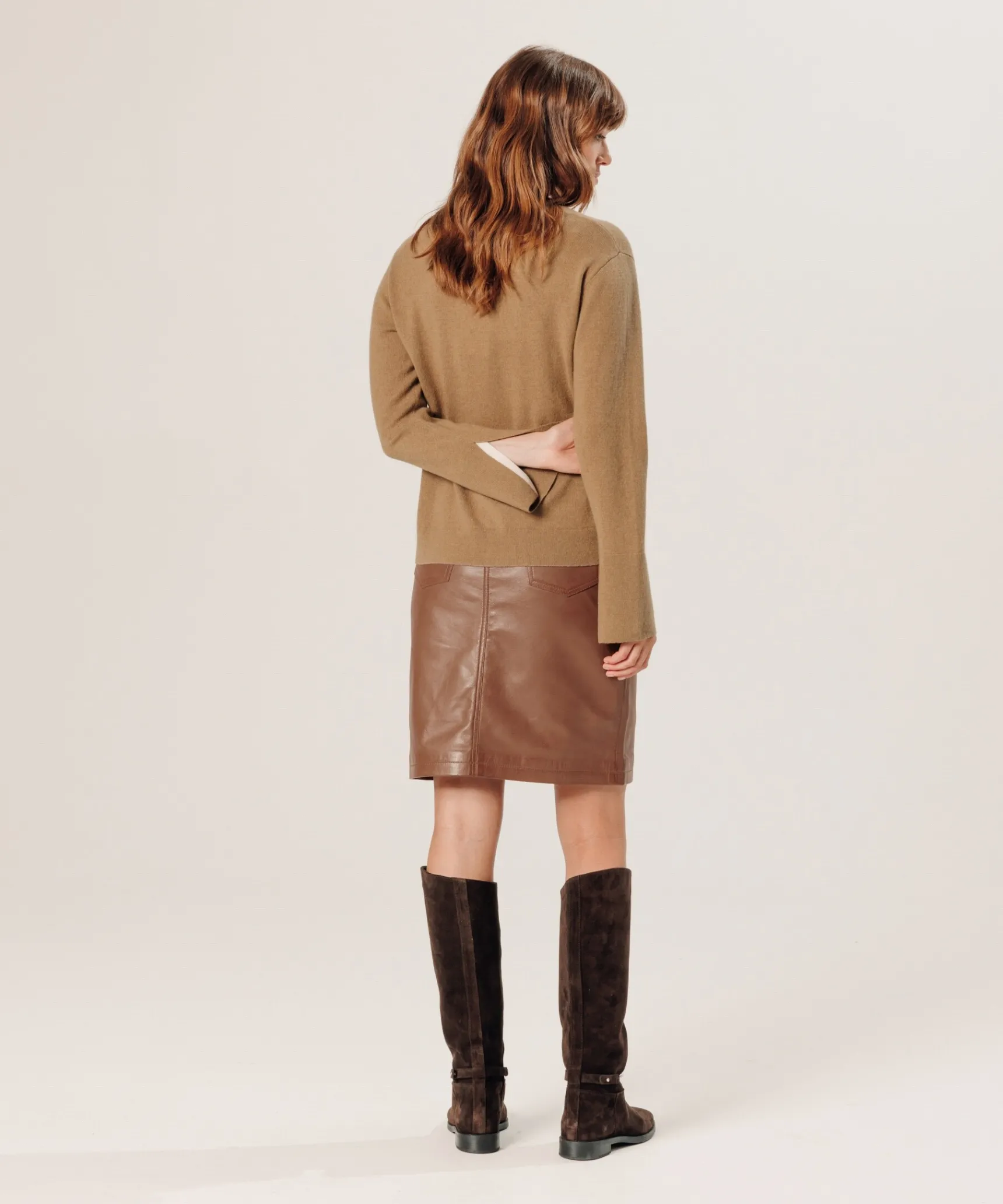 New Rodier Pull col rond en cachemire marron camel