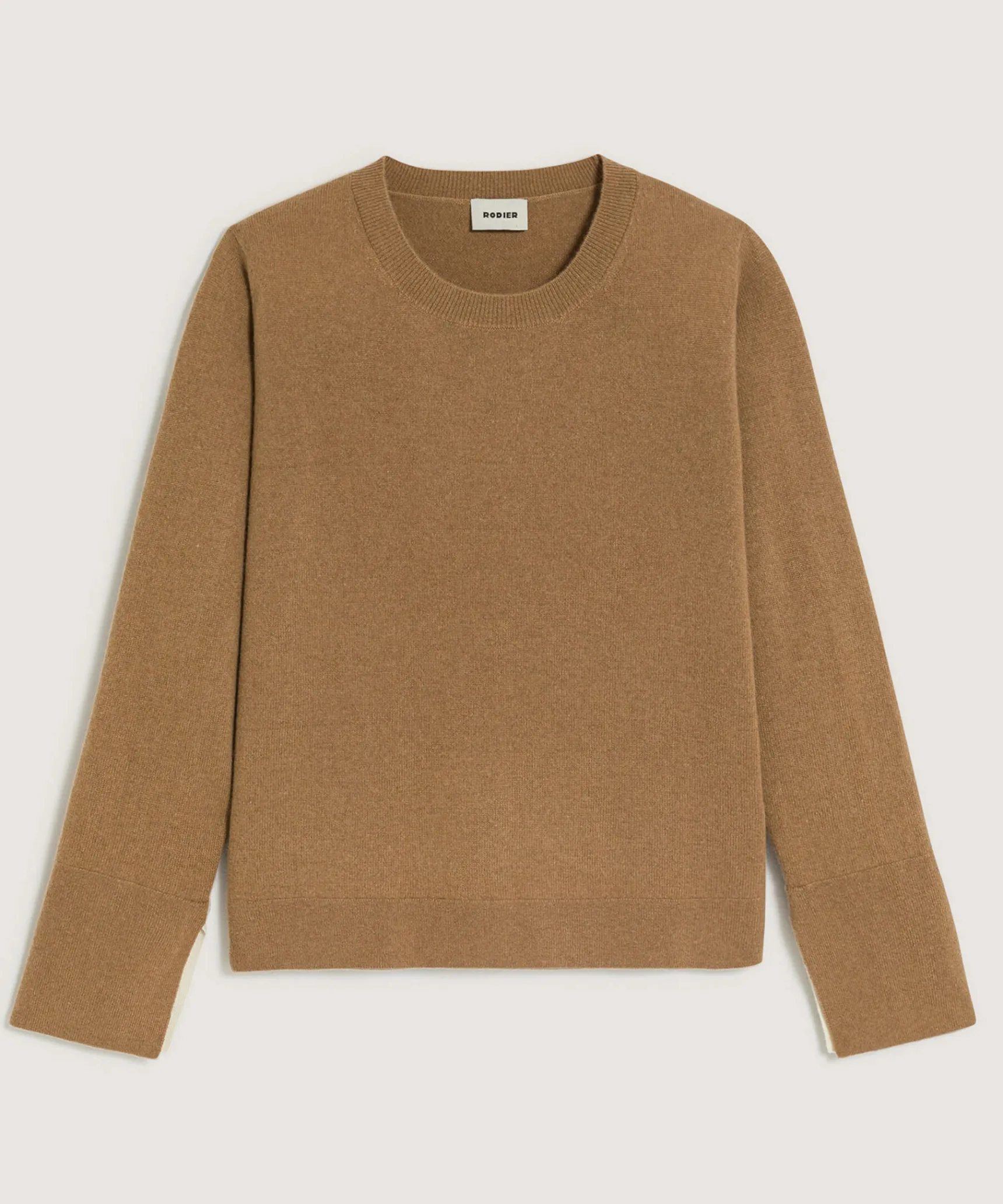 New Rodier Pull col rond en cachemire marron camel