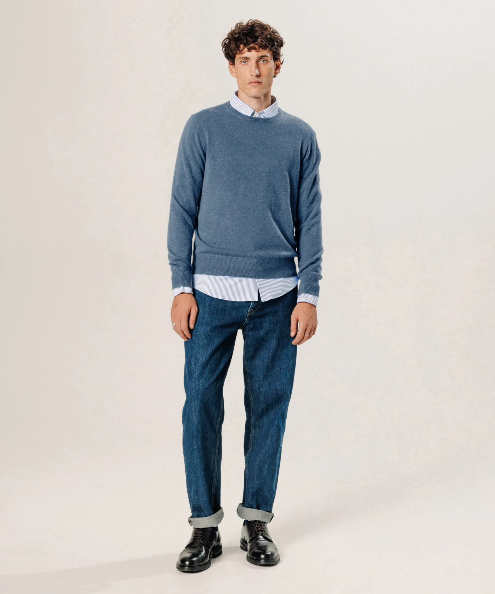 Discount Rodier Pull col rond en cachemire bleu
