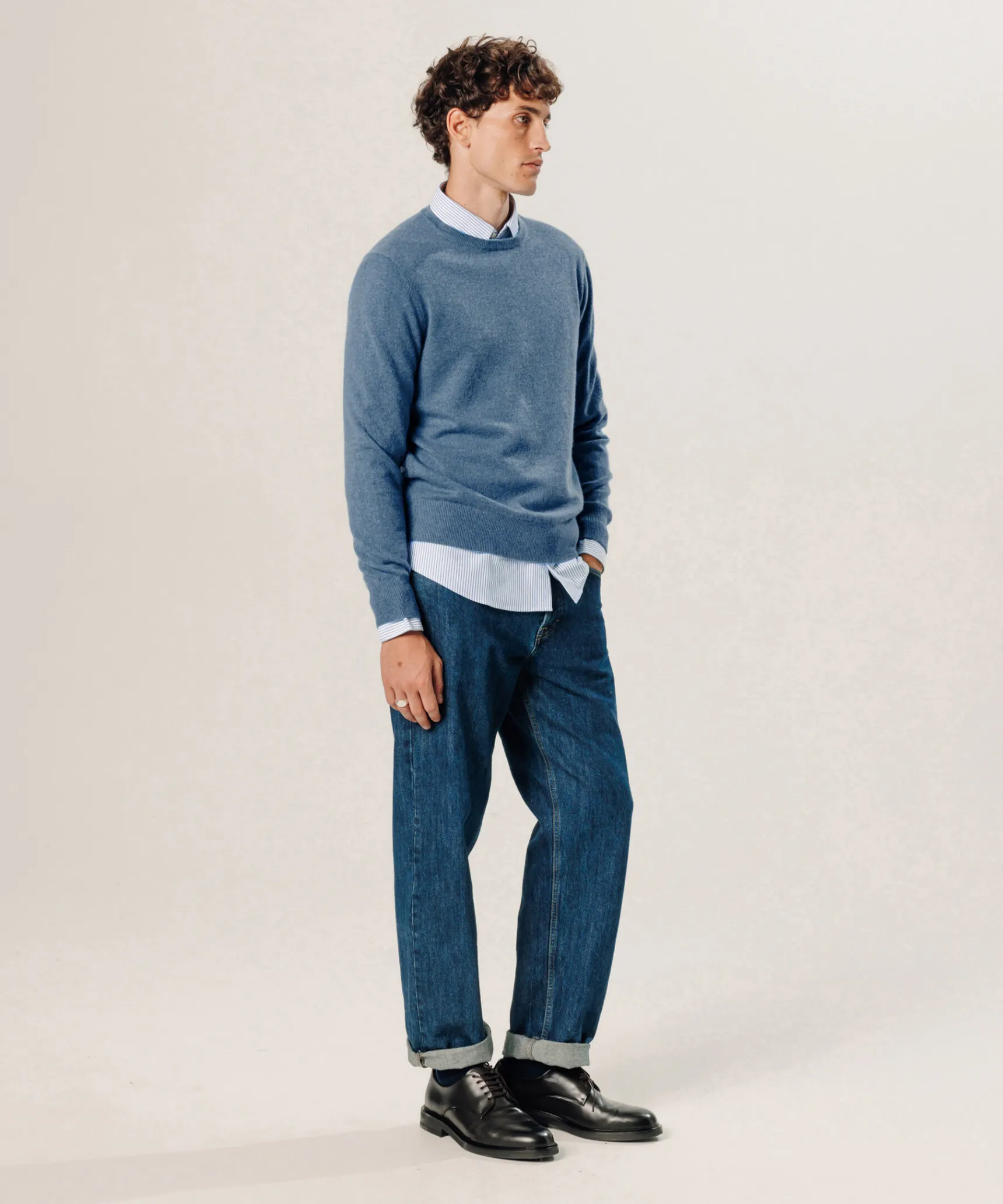 Discount Rodier Pull col rond en cachemire bleu