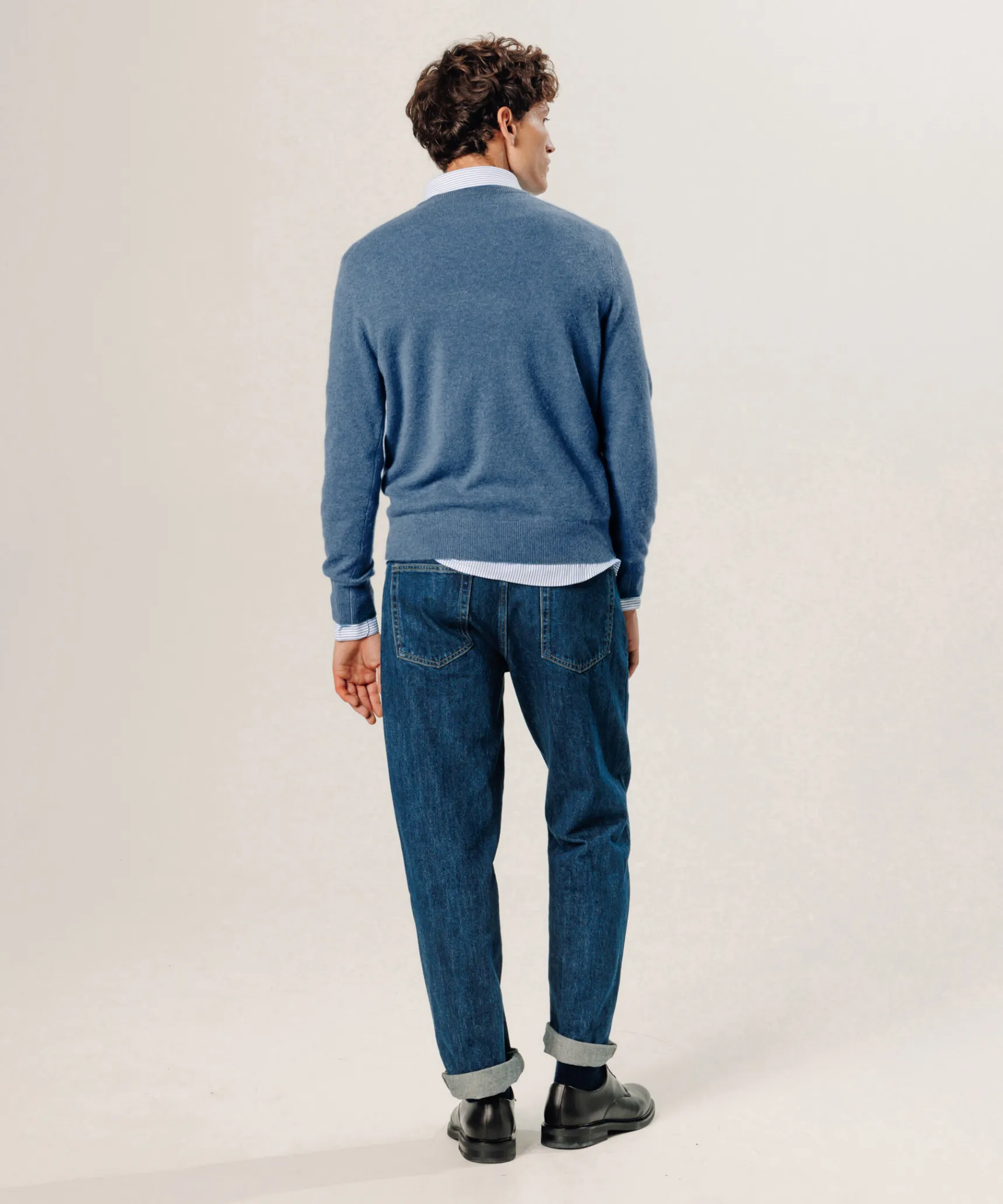 Discount Rodier Pull col rond en cachemire bleu