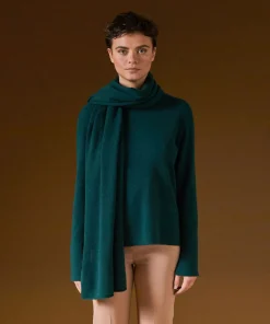 New Rodier Pull col rond en cachemire vert canard