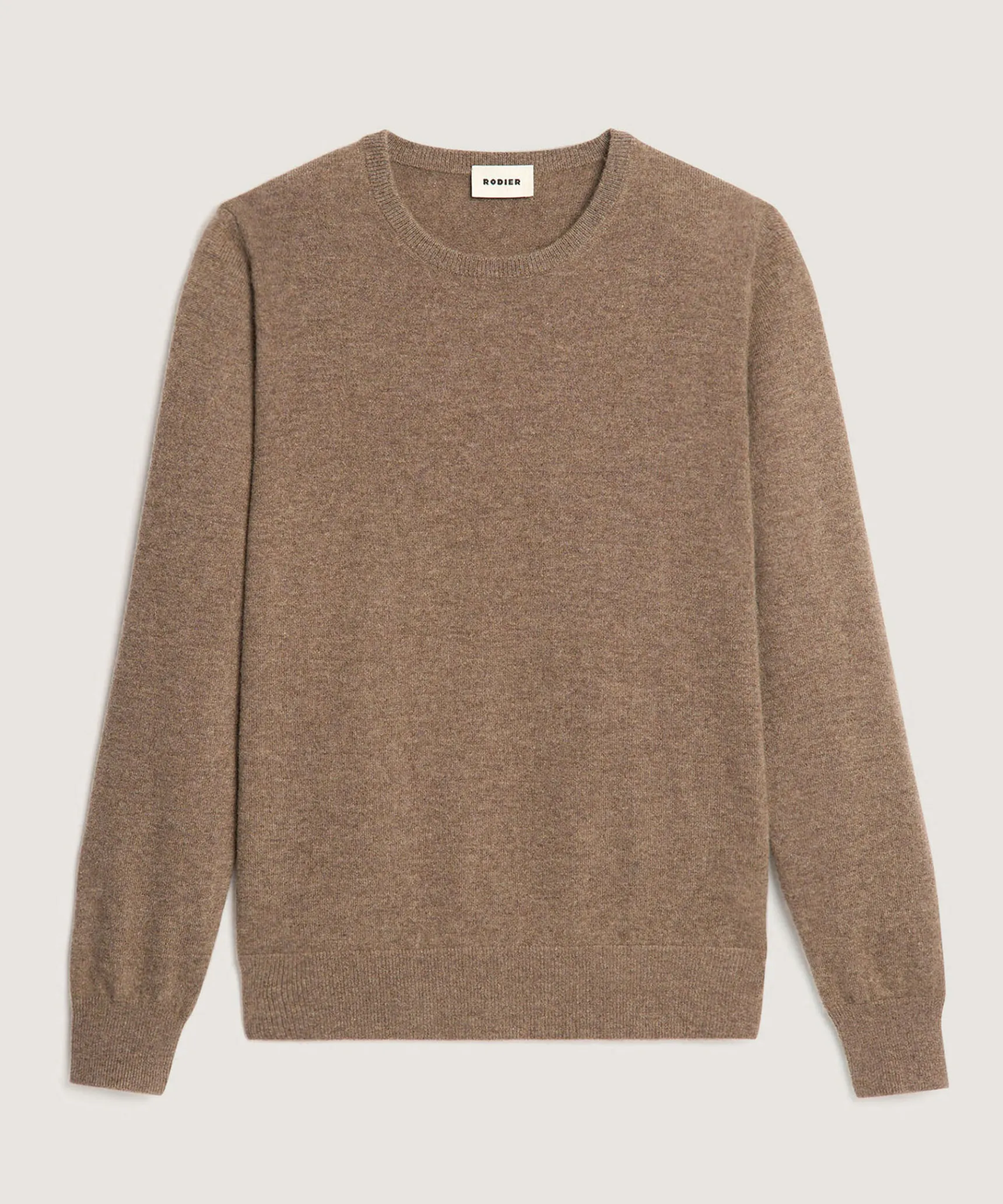 Best Rodier Pull col rond en cachemire taupe chiné