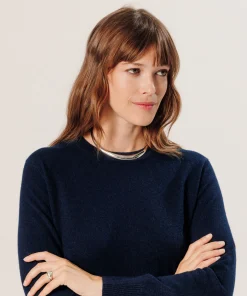 Outlet Rodier Pull col rond en cachemire bleu nuit