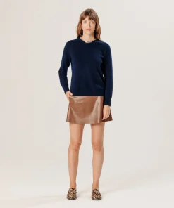 Outlet Rodier Pull col rond en cachemire bleu nuit