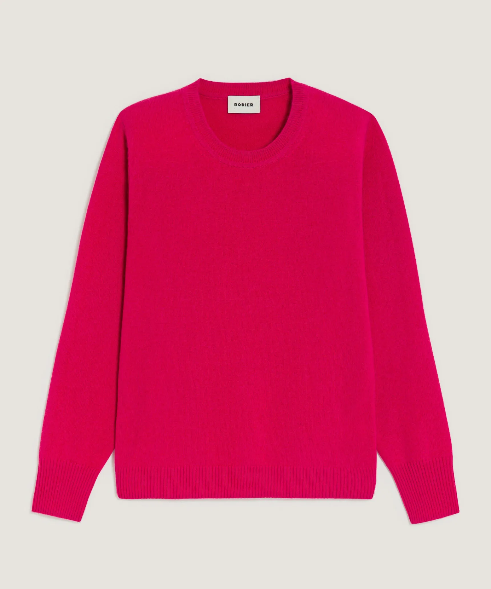 Rodier Pull col rond en cachemire rose geranium