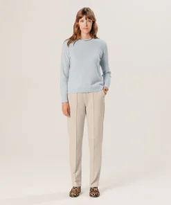 Discount Rodier Pull col rond en cachemire bleu ciel