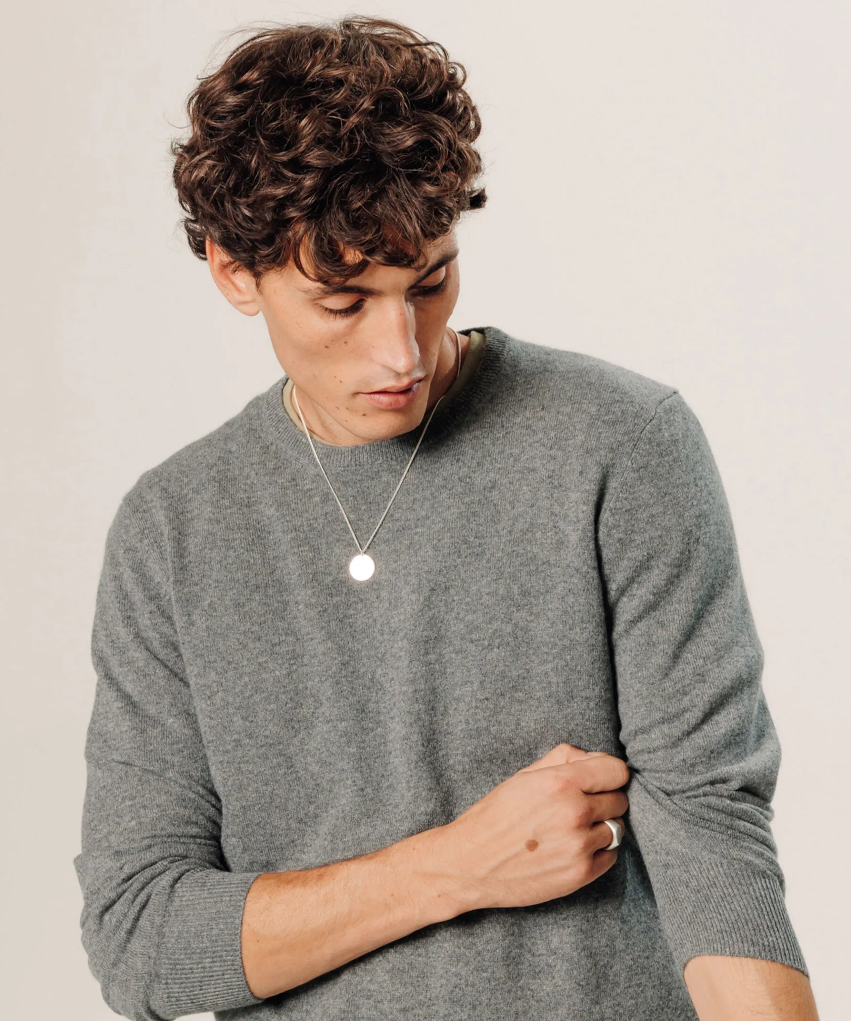 Discount Rodier Pull col rond en cachemire gris moyen