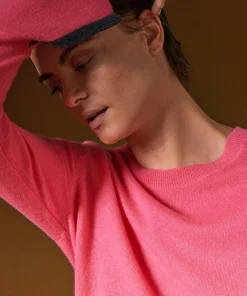 Online Rodier Pull col rond en cachemire orange corail