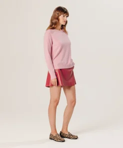 Clearance Rodier Pull col rond en cachemire rose poudre