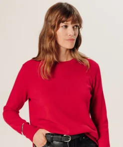 Clearance Rodier Pull col rond en cachemire rouge