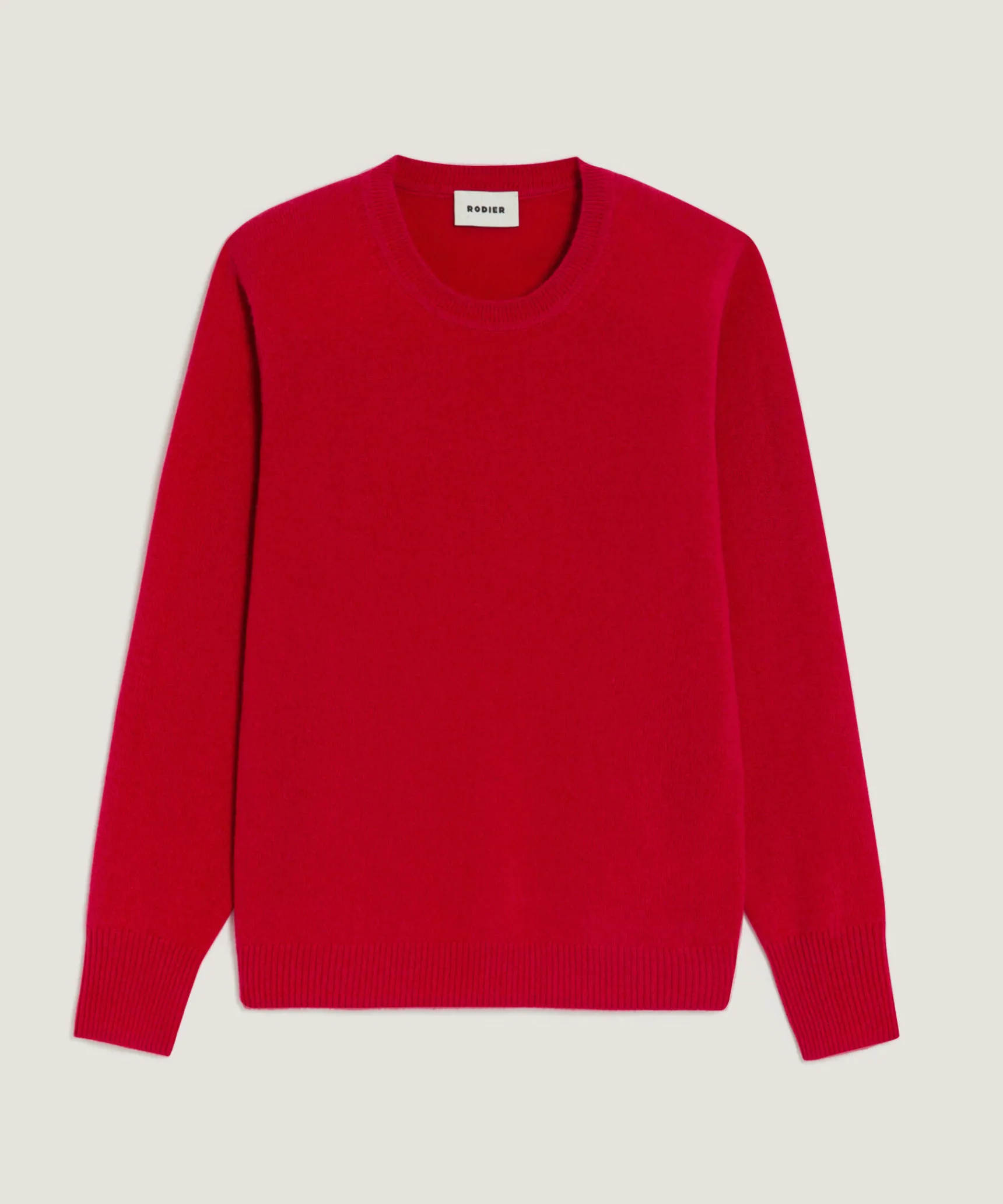 Clearance Rodier Pull col rond en cachemire rouge