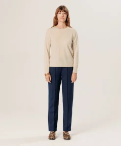 Online Rodier Pull col rond en cachemire beige