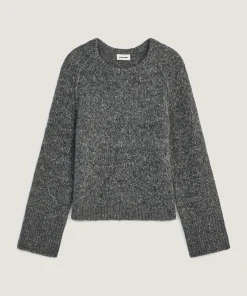 New Rodier Pull col rond en grosse maille chiné gris chiné