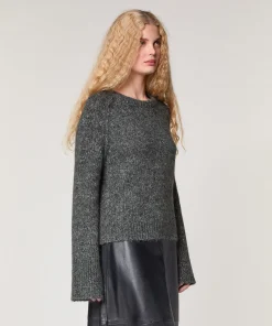 New Rodier Pull col rond en grosse maille chiné gris chiné