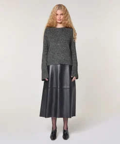 New Rodier Pull col rond en grosse maille chiné gris chiné