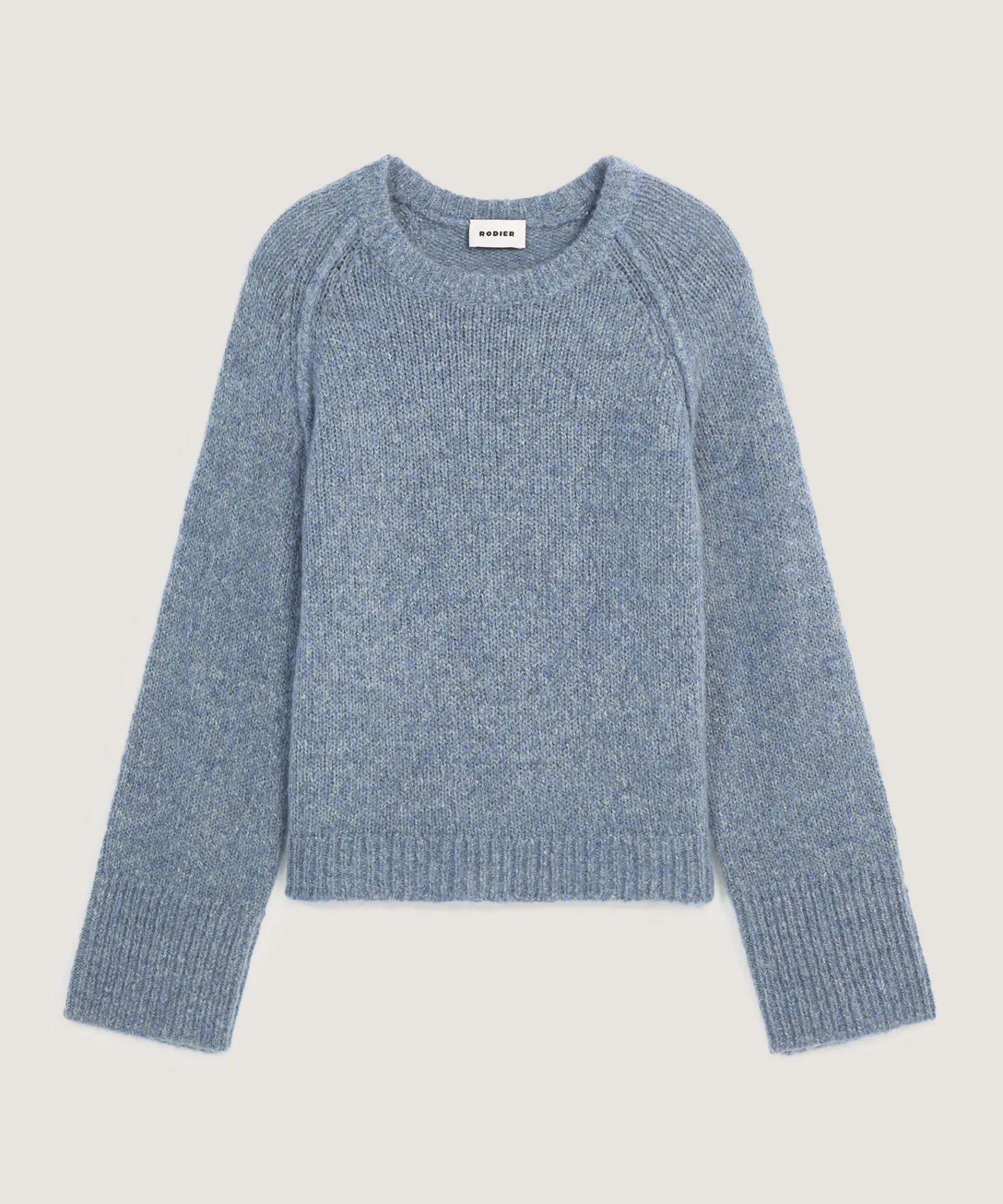 Outlet Rodier Pull col rond en grosse maille chiné bleu