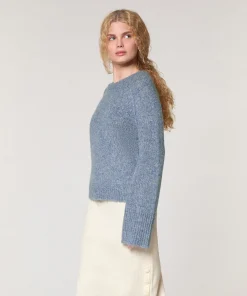 Outlet Rodier Pull col rond en grosse maille chiné bleu