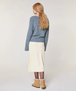 Outlet Rodier Pull col rond en grosse maille chiné bleu
