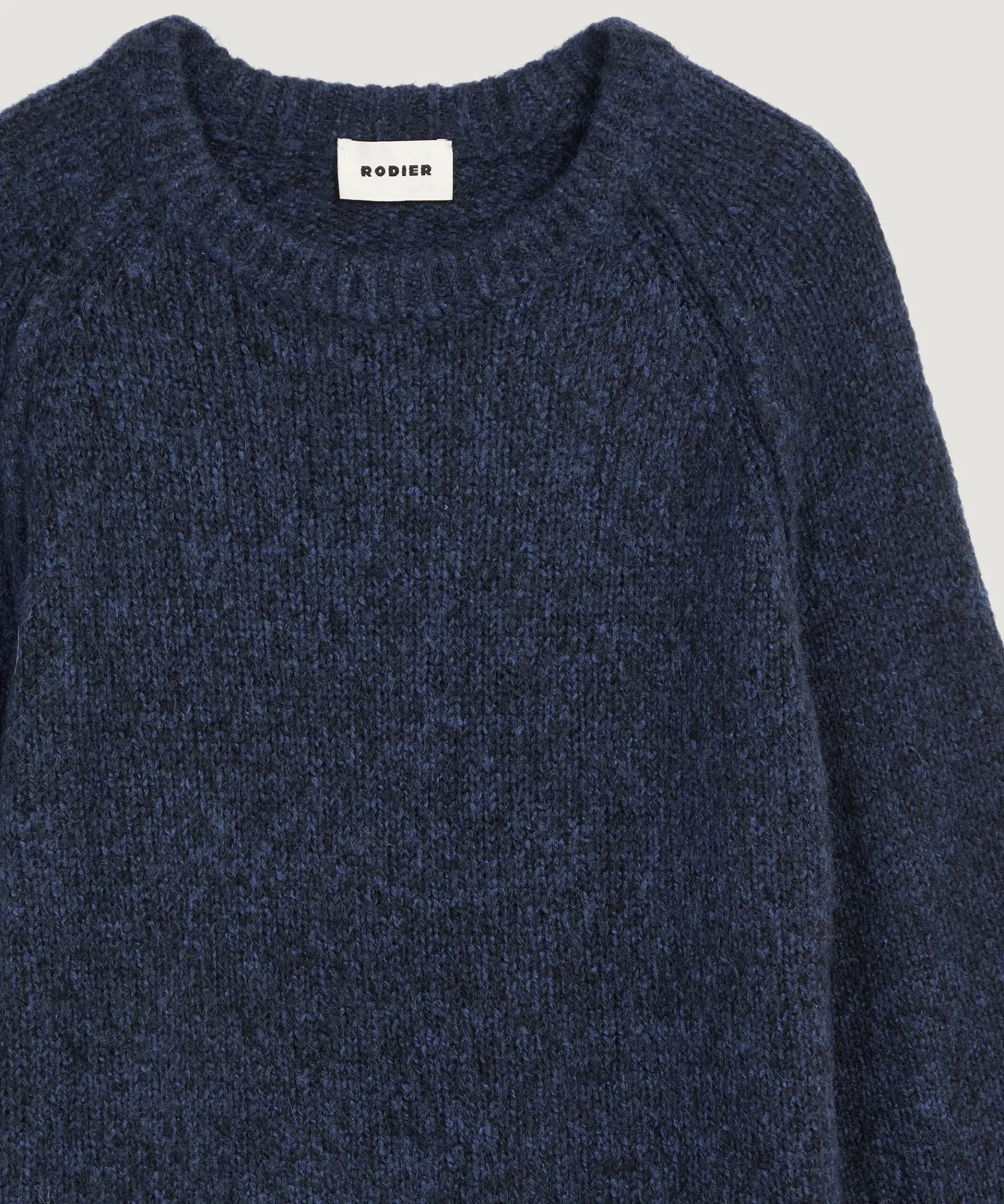 New Rodier Pull col rond en grosse maille chiné bleu marine