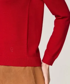Rodier Pull col rond en laine mérinos rouge