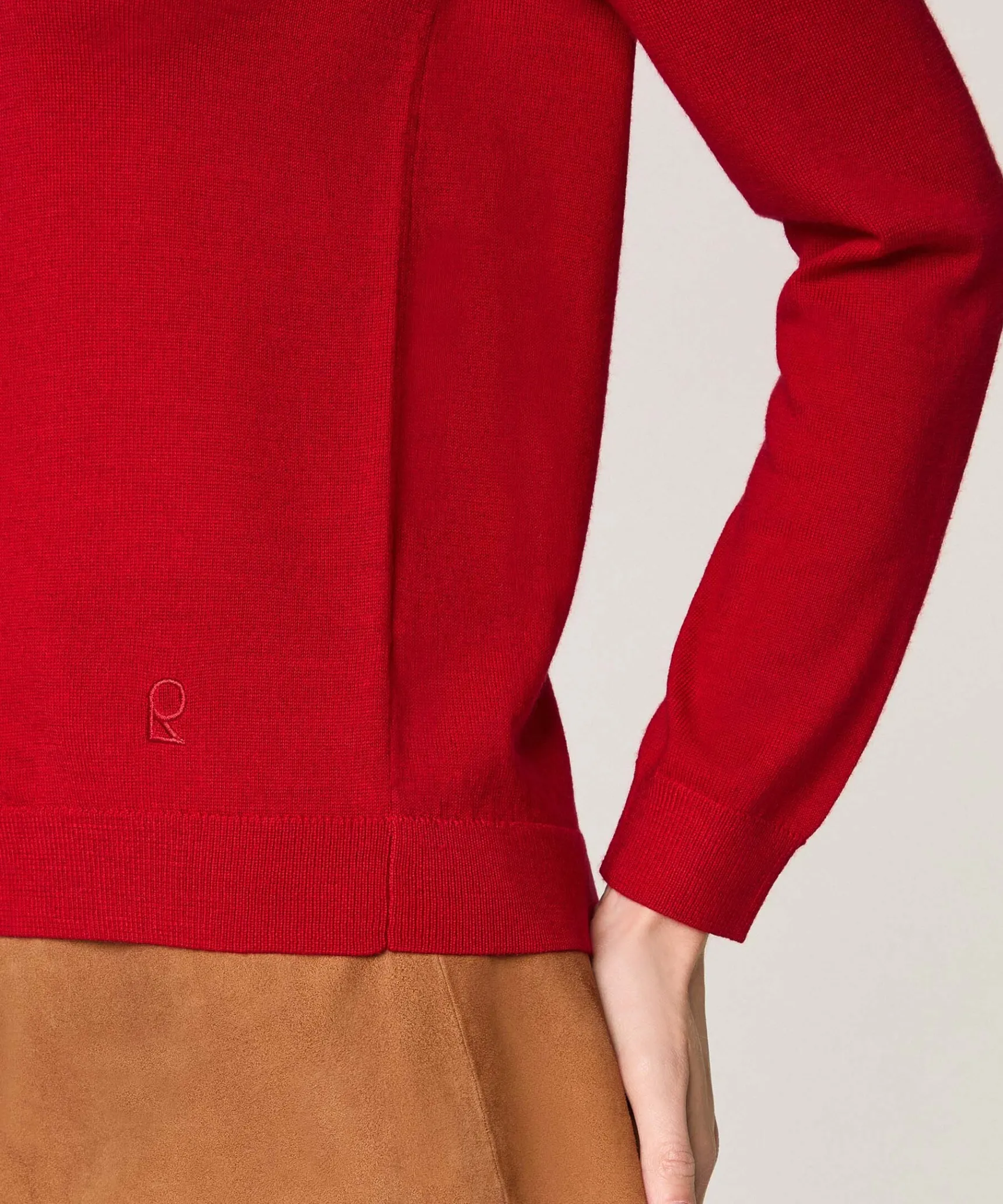 Rodier Pull col rond en laine mérinos rouge