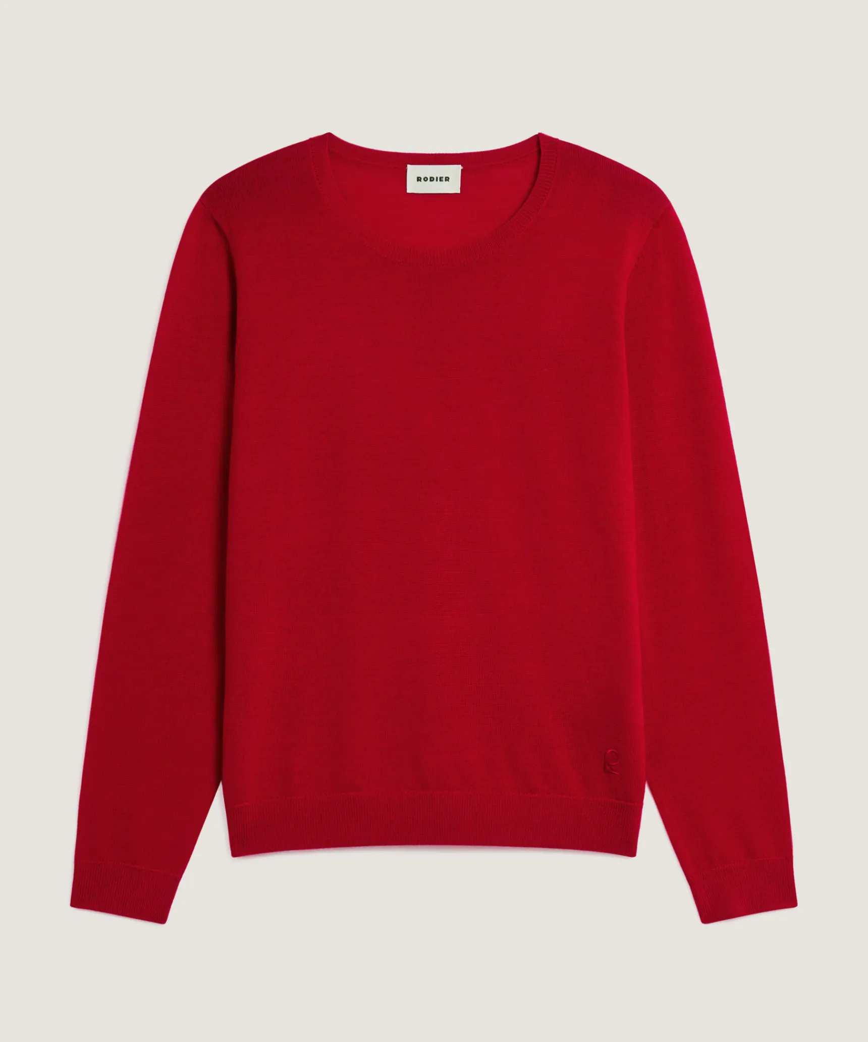 Rodier Pull col rond en laine mérinos rouge