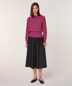 Rodier Pull col rond en laine mérinos rose fuchsia