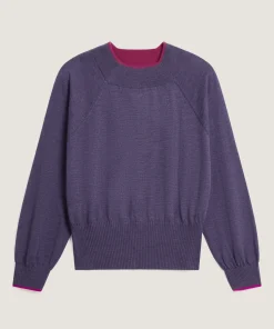 Sale Rodier Pull col rond en laine mérinos violet