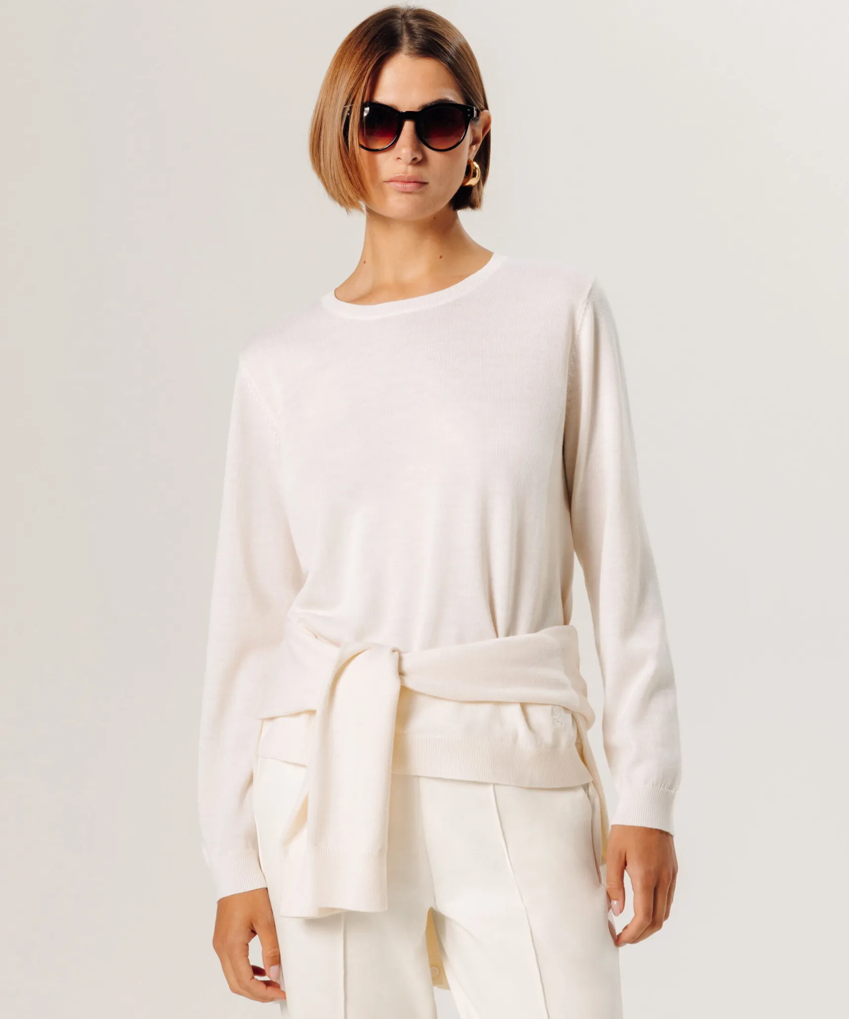 Sale Rodier Pull col rond en laine mérinos blanc