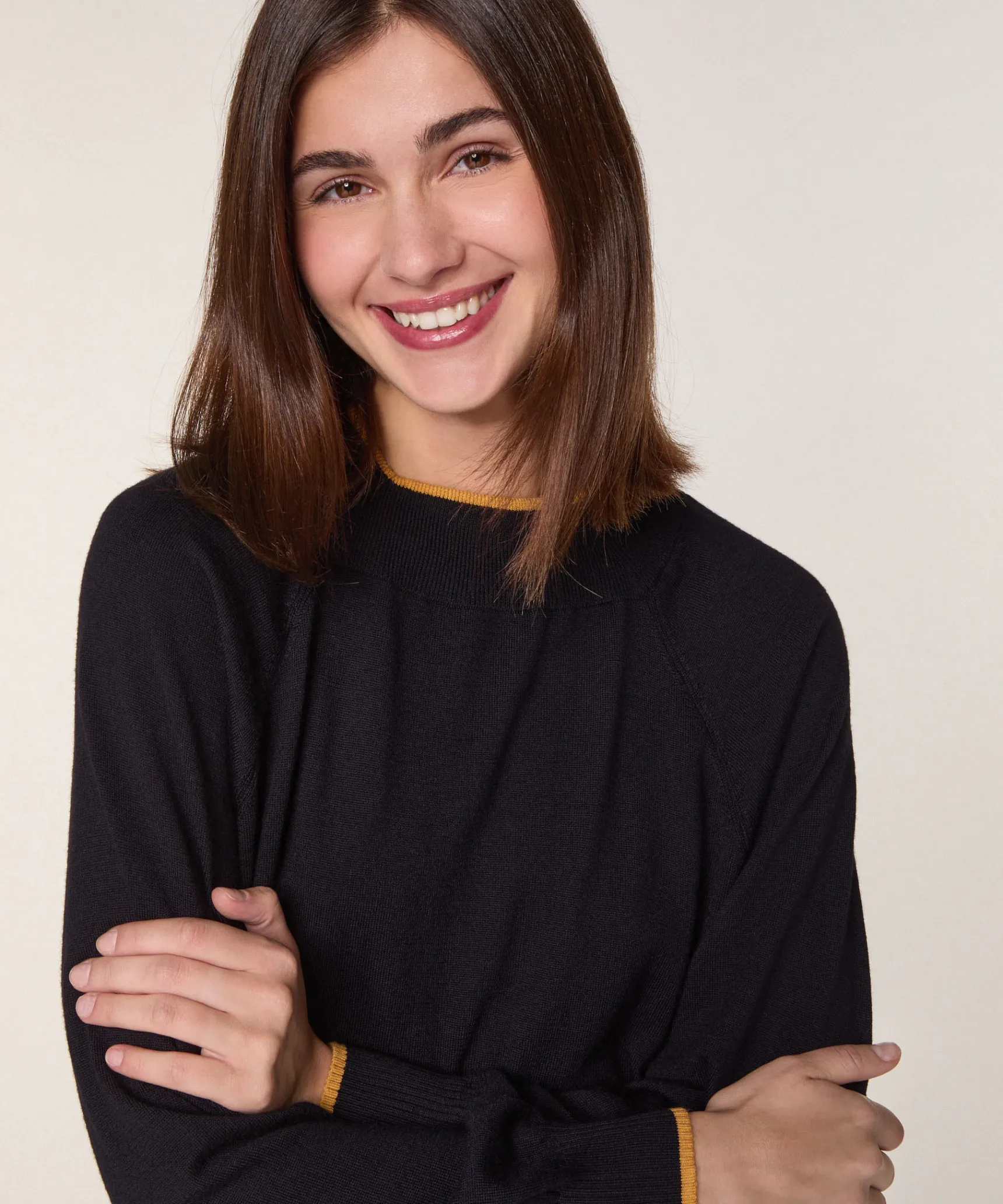 Hot Rodier Pull col rond en laine mérinos noir