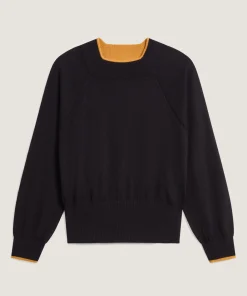 Hot Rodier Pull col rond en laine mérinos noir