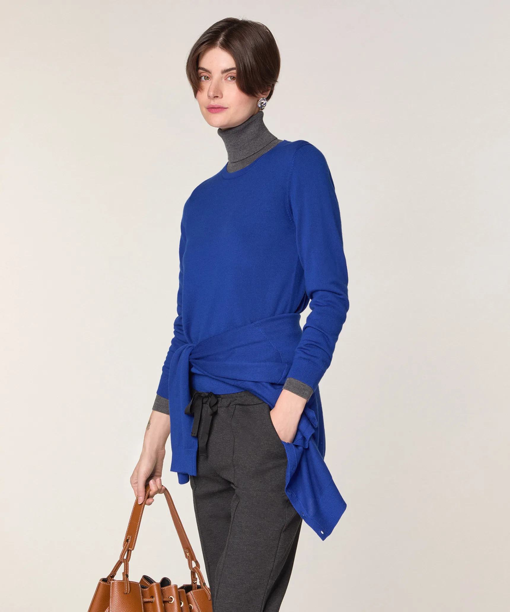 Online Rodier Pull col rond en laine mérinos bleu azur