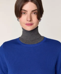 Online Rodier Pull col rond en laine mérinos bleu azur