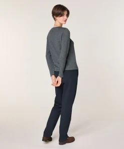Online Rodier Pull col rond en laine mérinos gris plomb