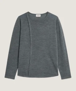 Online Rodier Pull col rond en laine mérinos gris plomb