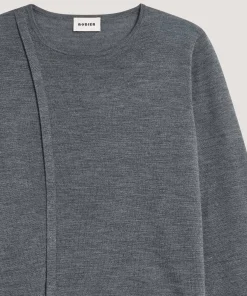 Online Rodier Pull col rond en laine mérinos gris plomb