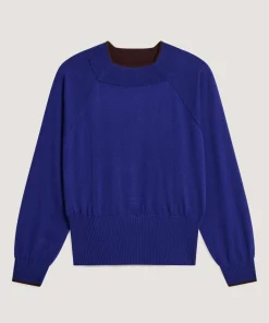 Sale Rodier Pull col rond en laine mérinos bleu océan