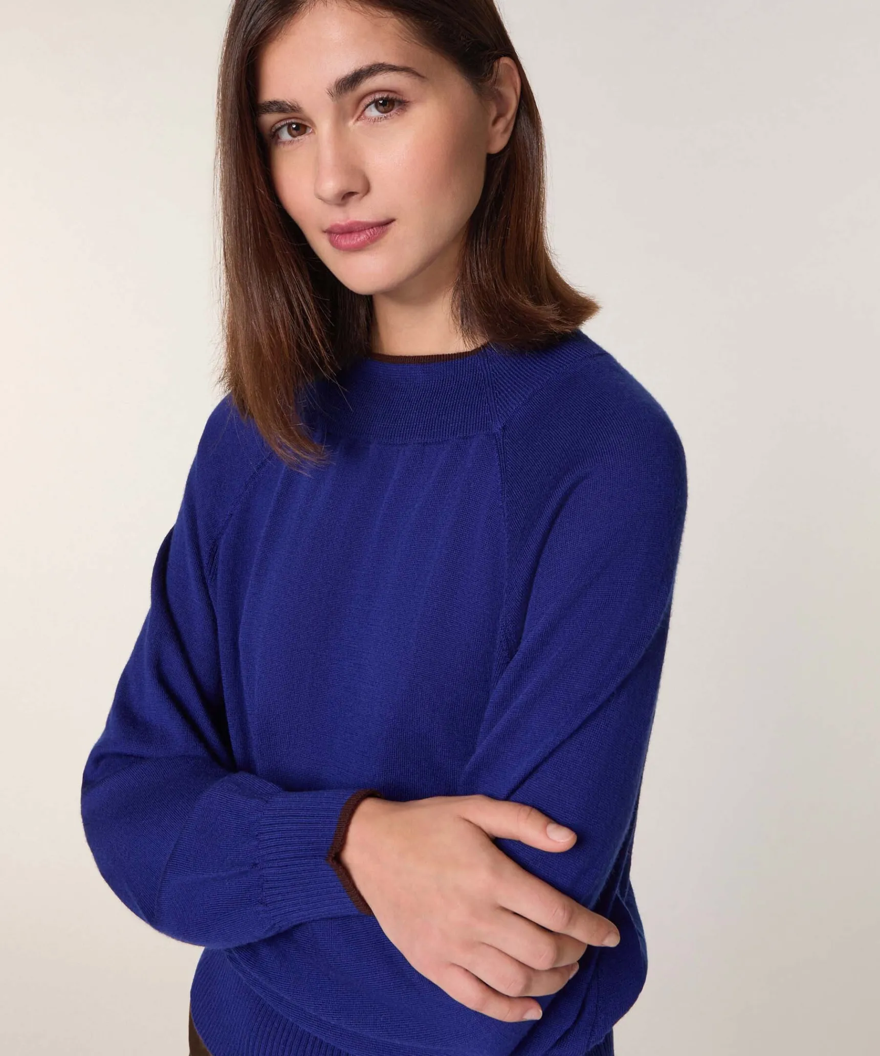 Sale Rodier Pull col rond en laine mérinos bleu océan