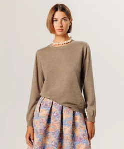 Online Rodier Pull col rond en laine mérinos beige