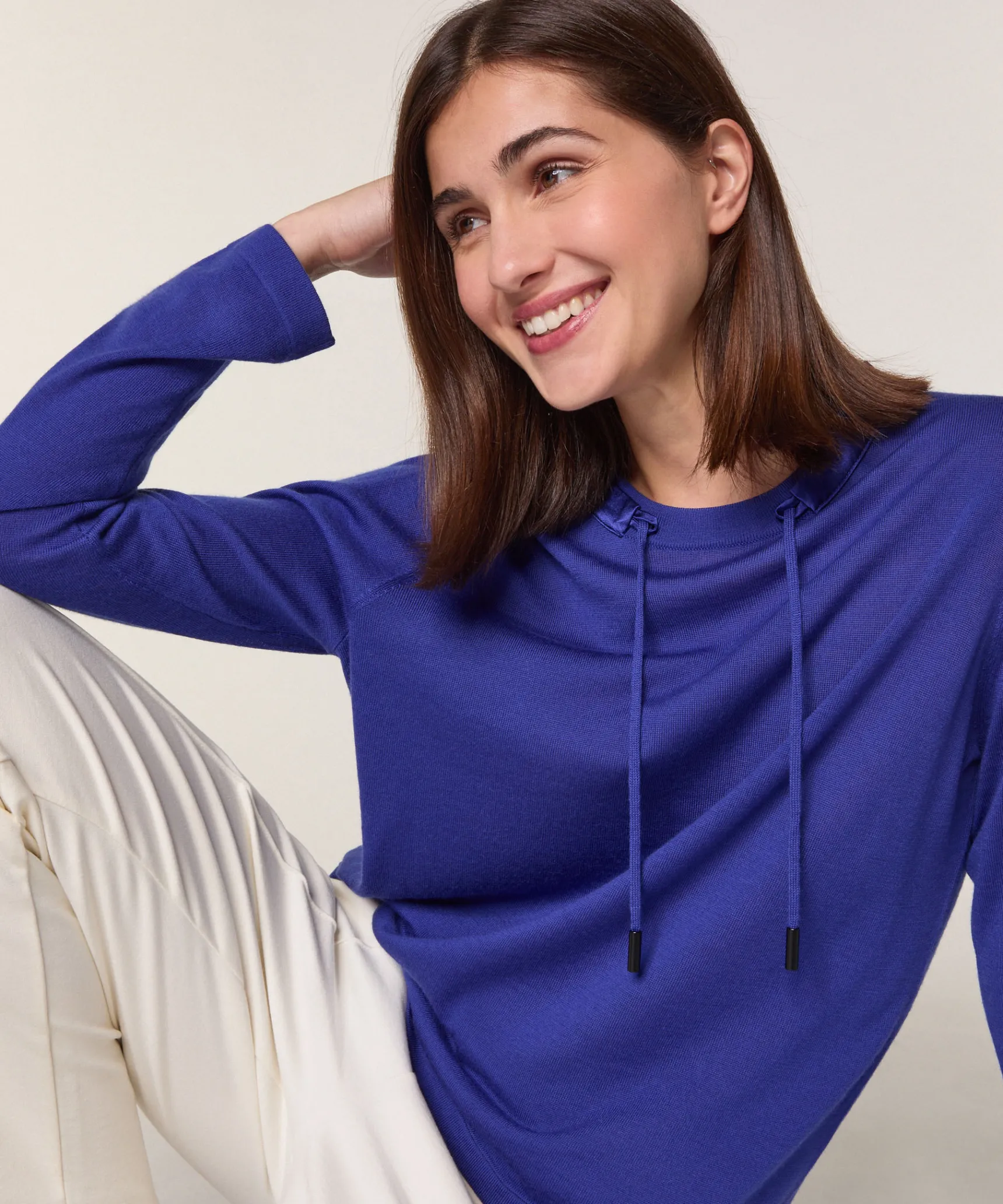Sale Rodier Pull col rond en laine mérinos bleu outremer